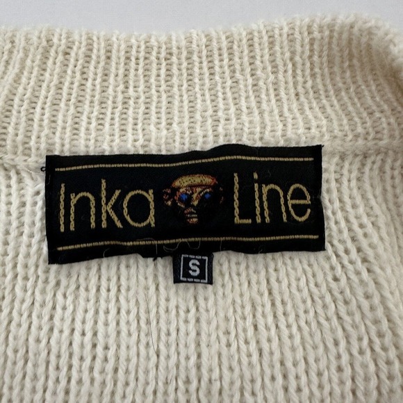 Inka Line Womens Cardigan Sweater Size S Cream Alpaca Wool Knit Open Front - Picture 6 of 12